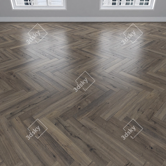 Vintage Oak Parquet: Herringbone, Linear, Chevron 3D model image 3