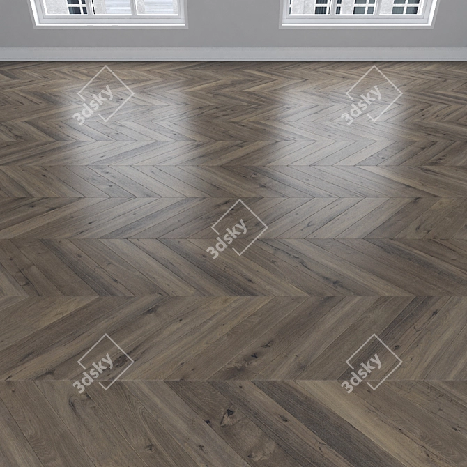 Vintage Oak Parquet: Herringbone, Linear, Chevron 3D model image 4