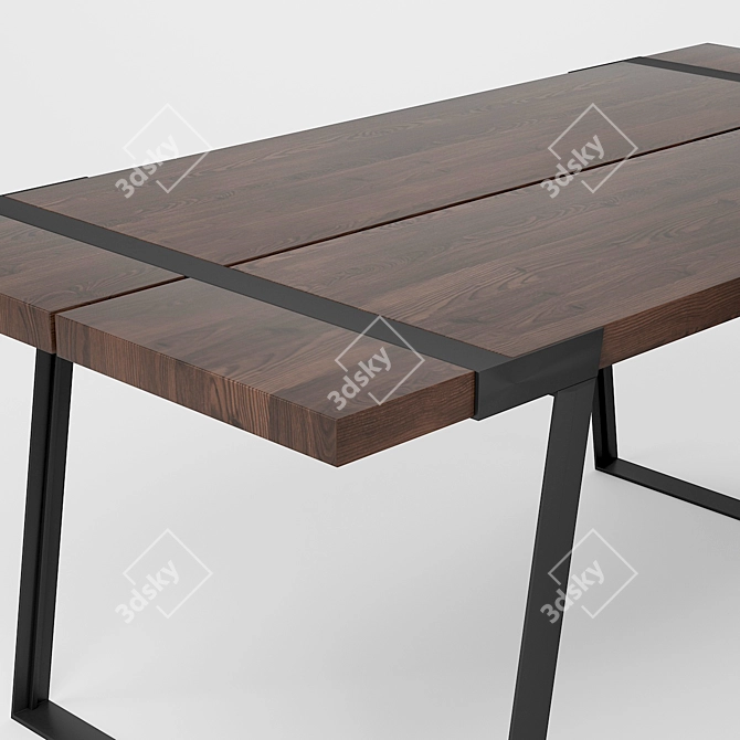 Modern Wood Dining Table Set 3D model image 3