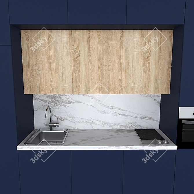 Sleek Modern Kitchen 3D model image 3