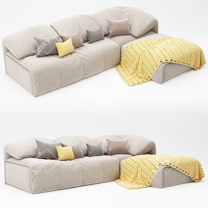 Sleek Modern Corner Sofa - Various Colors 3D model image 2