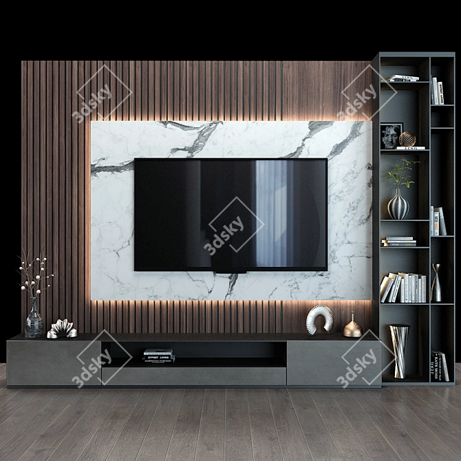 Sleek TV Stand - 0106 3D model image 1