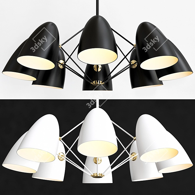 Modern Sputnik Pendant Light in Black & White 3D model image 1