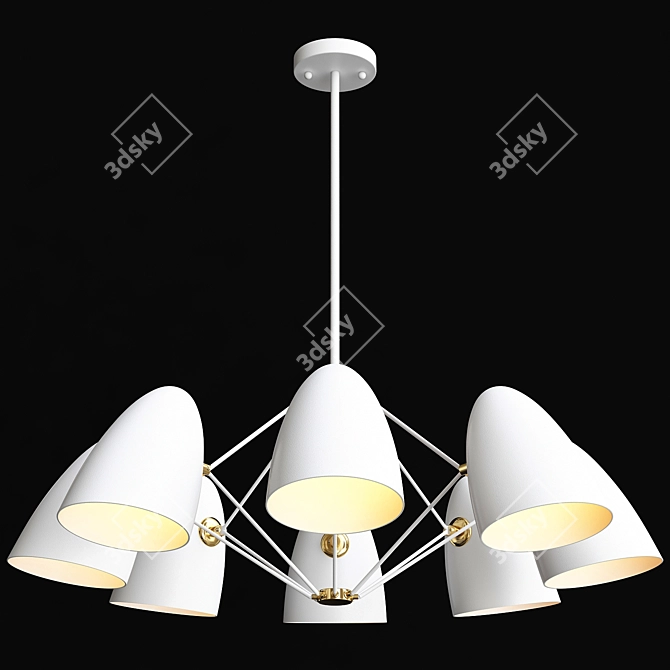 Modern Sputnik Pendant Light in Black & White 3D model image 3