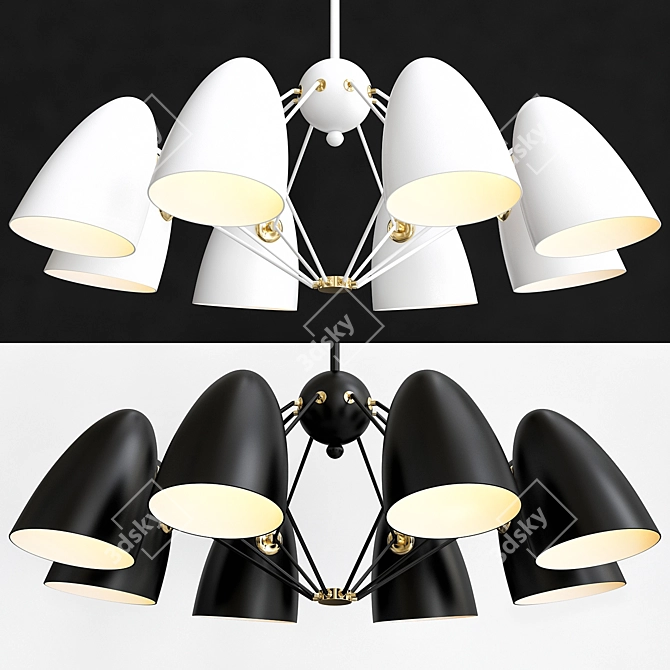 Modern Sputnik Pendant Light in Black & White 3D model image 4