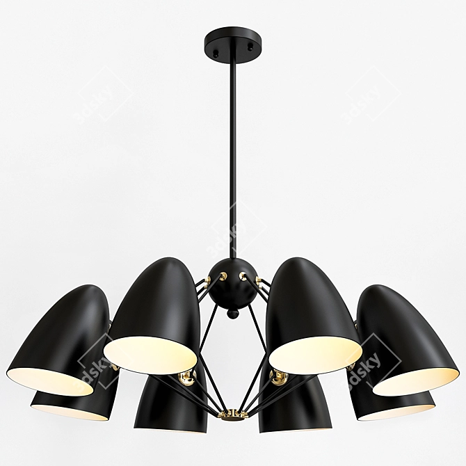 Modern Sputnik Pendant Light in Black & White 3D model image 5