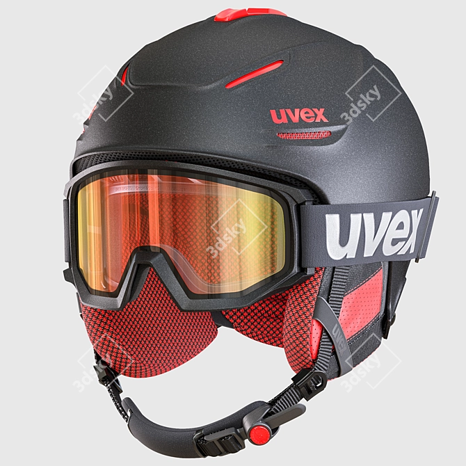 Uvex Ski Helmet and Goggles Set 3D model image 1