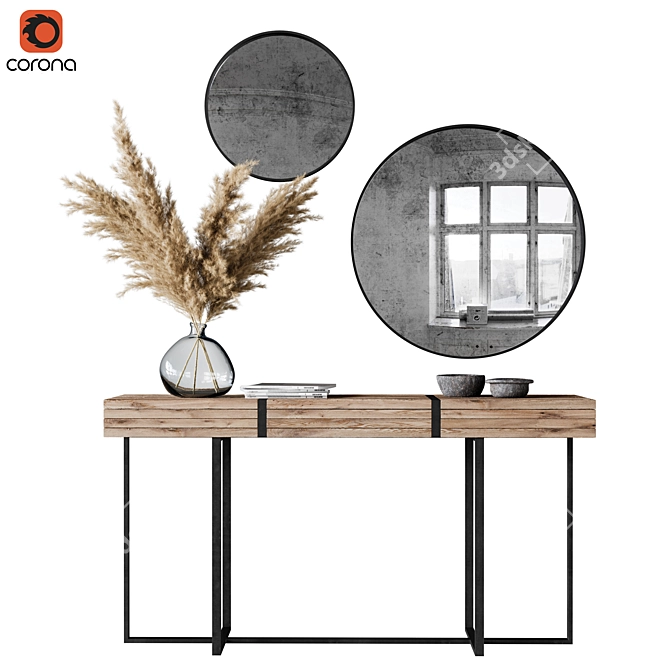 Pampas & Console Decoration Set - Elegant and versatile 3D model image 1