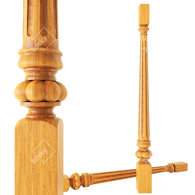 Wooden CNC Baluster 3D model image 1