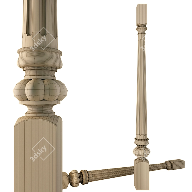 Wooden CNC Baluster 3D model image 2