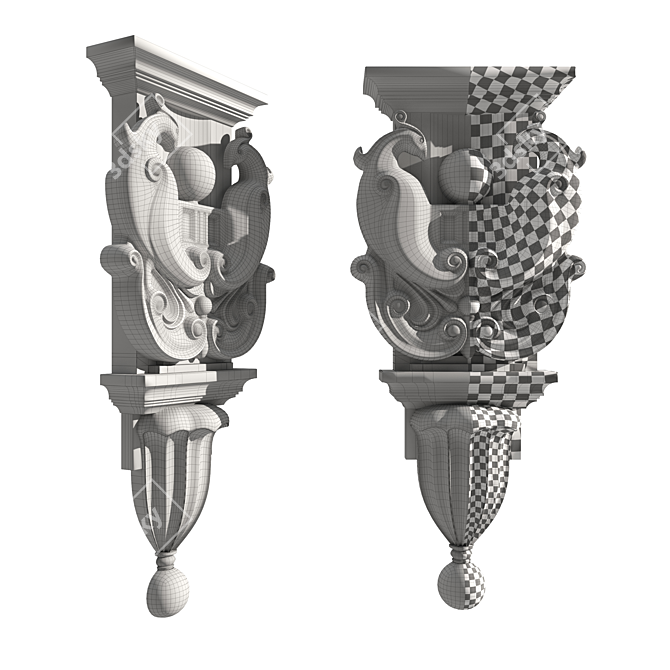 Elegant Bird Ornament 3D model image 3