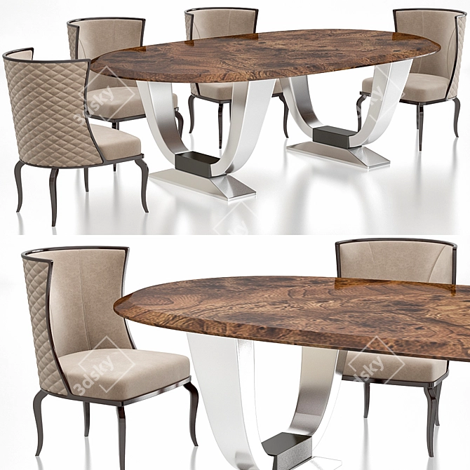 Luxury HERMES PLAZA DV Dining Table 3D model image 1