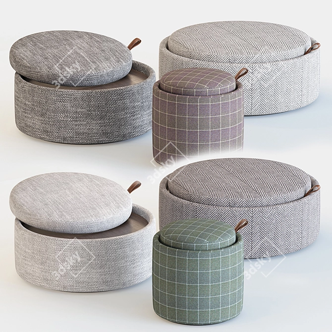 Versatile Pouf Storage Solution 3D model image 1