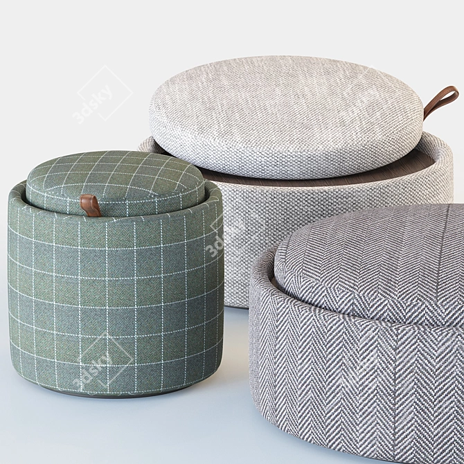 Versatile Pouf Storage Solution 3D model image 2