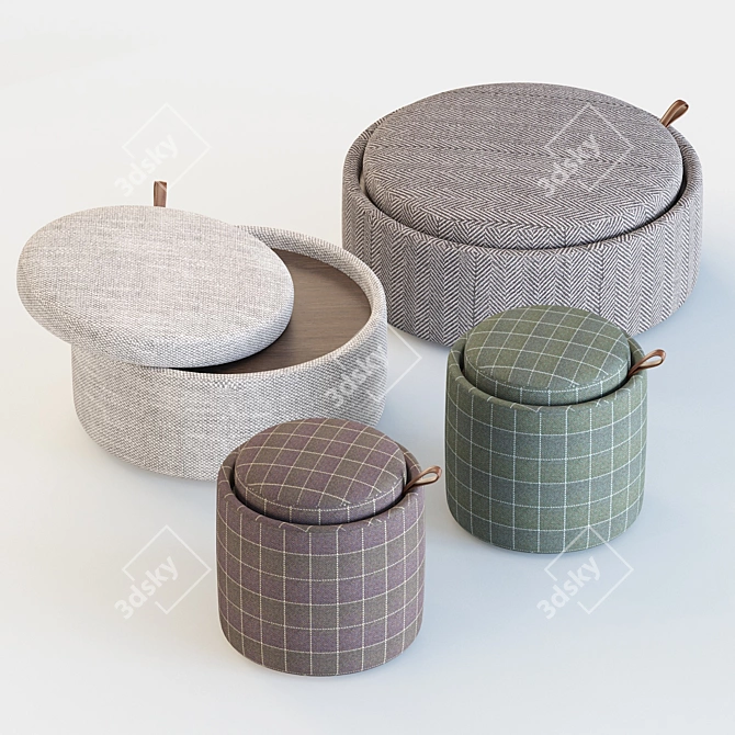 Versatile Pouf Storage Solution 3D model image 3