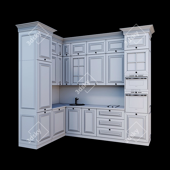 Modern Classic Kitchen: Timeless Elegance 3D model image 4