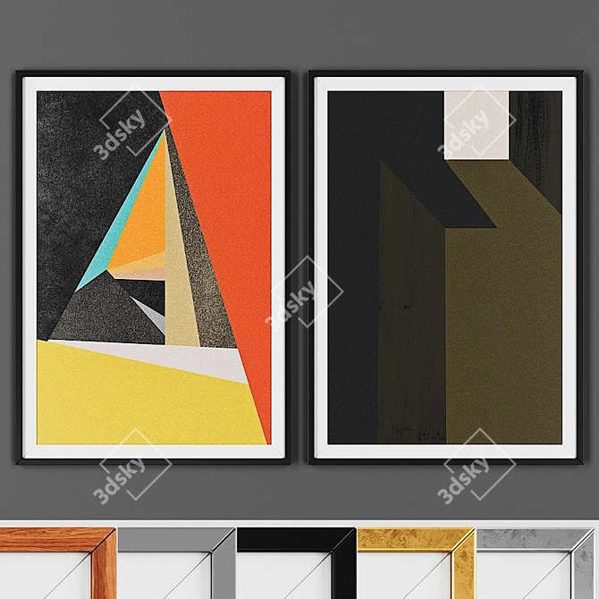 Geometric Abstract Picture Frame Set 3D model image 1