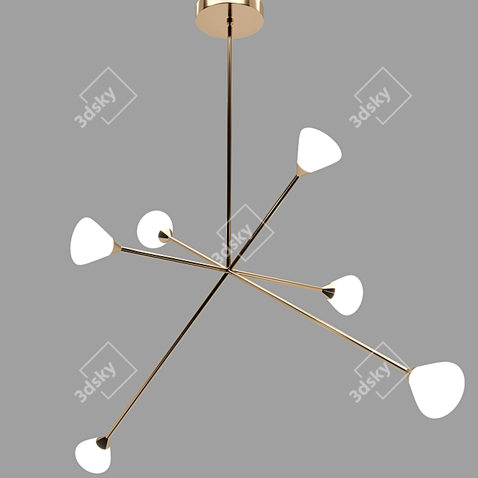 Contemporary Opal Glass Chandelier 3D model image 1