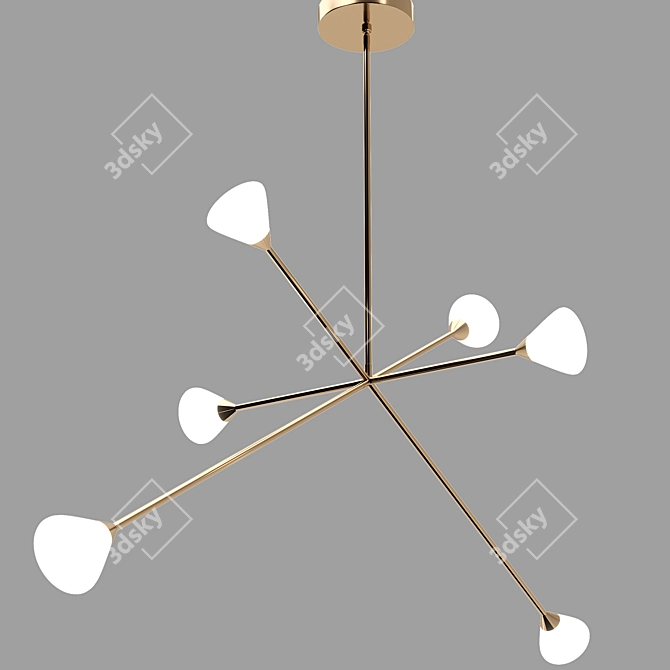 Contemporary Opal Glass Chandelier 3D model image 2