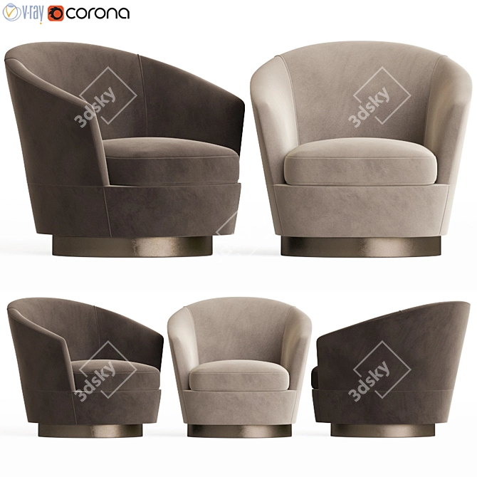 Luxury Low Back Armchair: Jacques 3D model image 1