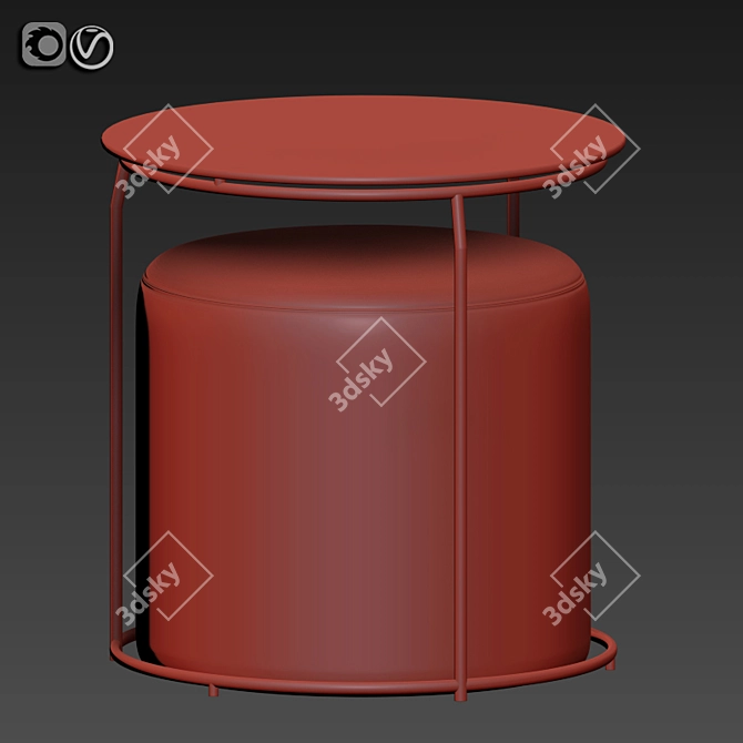 Versatile Kira Nesting Set: Table & Ottoman 3D model image 2