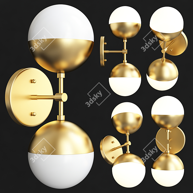 Copper Duos Brass Pendant Light 3D model image 2