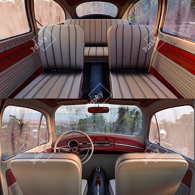 Vintage Beetle Car: Classic Charm on Wheels 3D model image 4