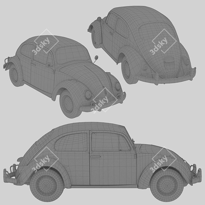 Vintage Beetle Car: Classic Charm on Wheels 3D model image 10