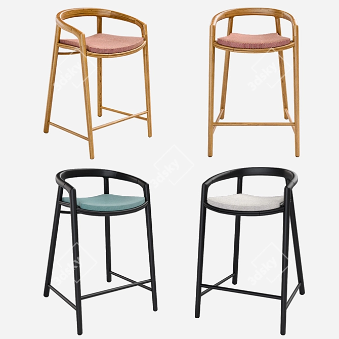 Manutti Solid Barstool - Stylish and Durable 3D model image 1