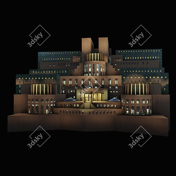 SIS HQ: Iconic London Building 3D model image 3