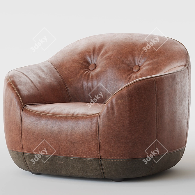 Natuzzi Furrow Armchair: Sleek and Sophisticated 3D model image 2