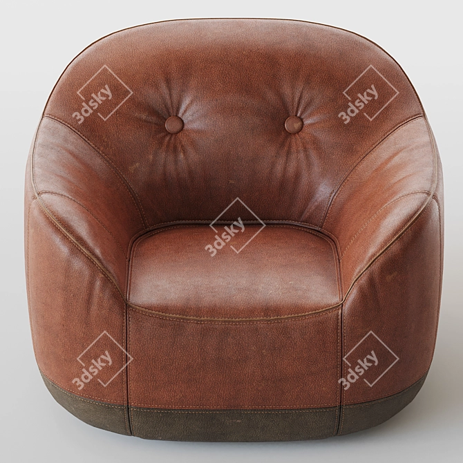 Natuzzi Furrow Armchair: Sleek and Sophisticated 3D model image 3