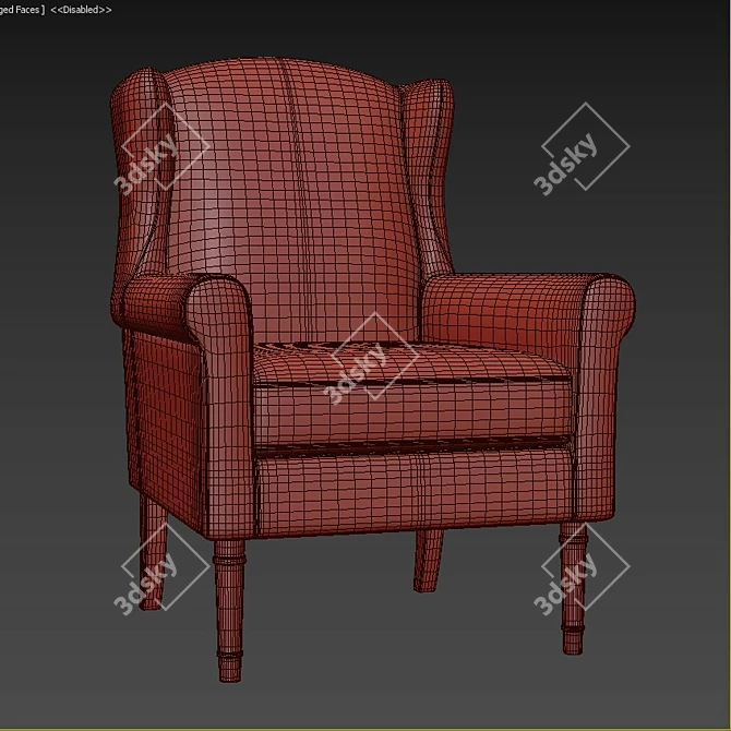 Cozy Comfort Jaxx Wingback Chair 3D model image 3