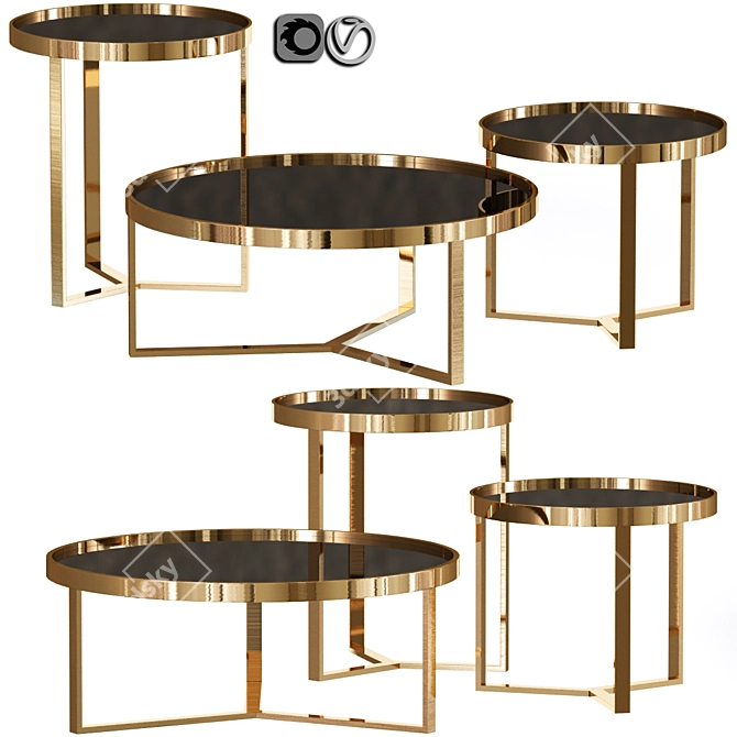 Sleek Aula Table Set 3D model image 1