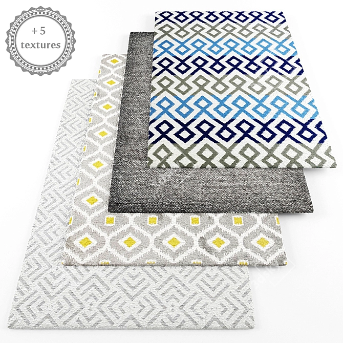 Modern Style Rug Set with 5 Extra Textures 3D model image 1