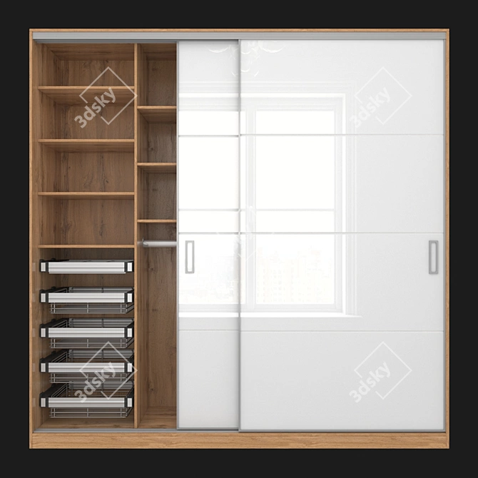 Modus MS163 Sliding Wardrobe: Narrow Profile, Elegant Design 3D model image 6