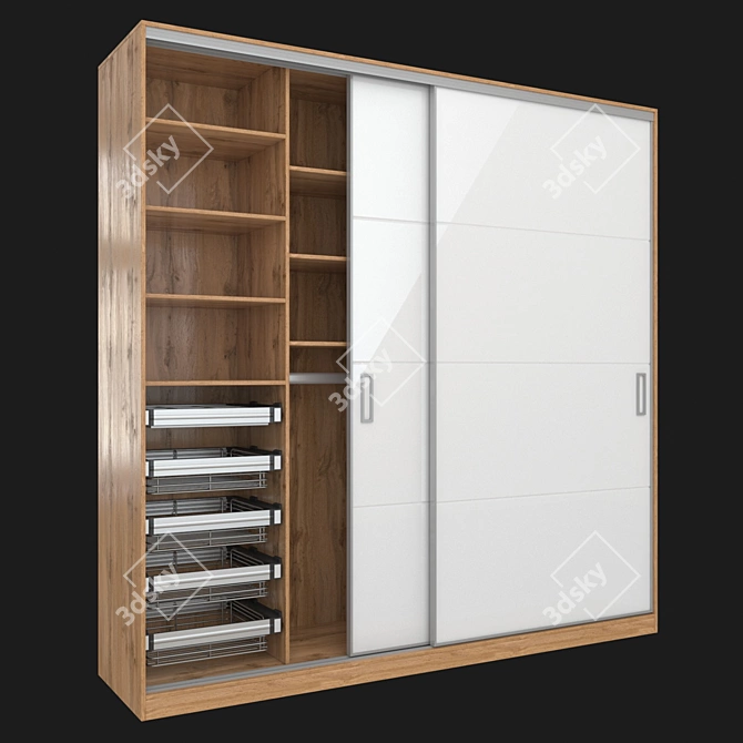 Modus MS163 Sliding Wardrobe: Narrow Profile, Elegant Design 3D model image 7