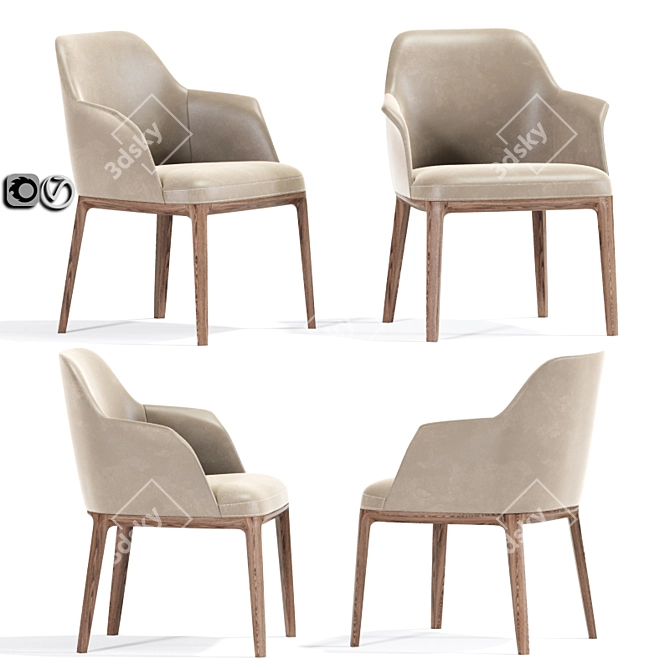 Elegant Dining Set: Poliform Sophie Chair & Calligaris Vortex Table 3D model image 2