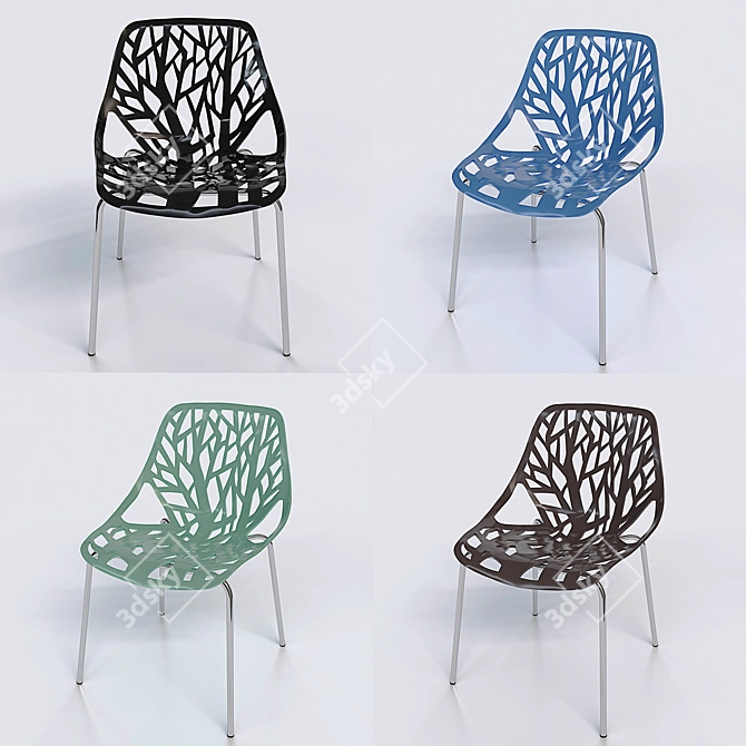 Modern Plastic Dining Chair 3D model image 2