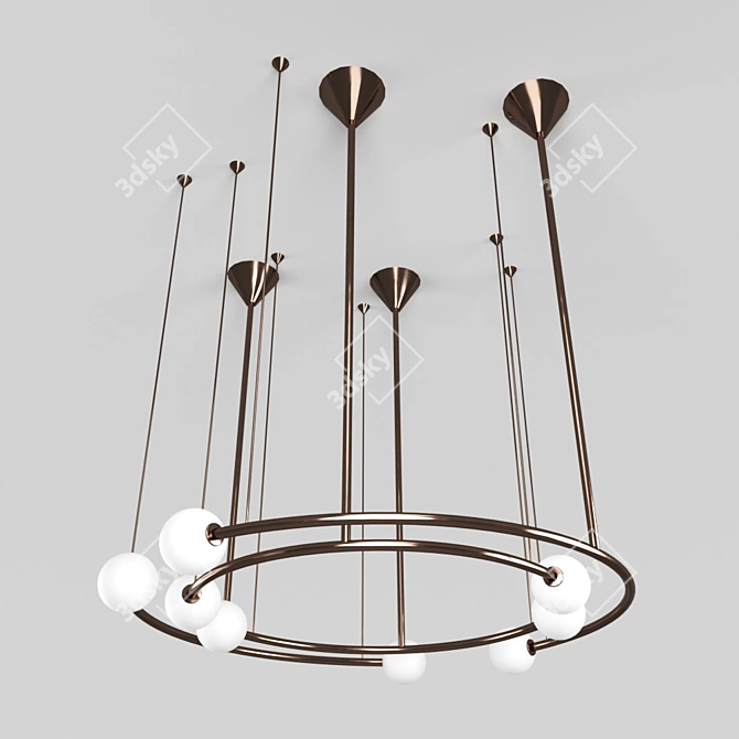 Modern Bronze Metal Pendant Chandelier 3D model image 1