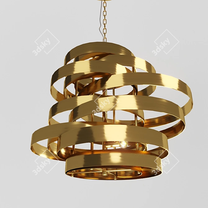 Modern Gold Metal Pendant Light 3D model image 1