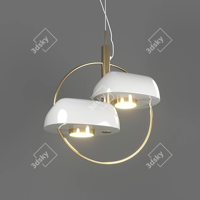 Vivian 40.093: Modern Pendant Light in Brass with Stone Shade 3D model image 1