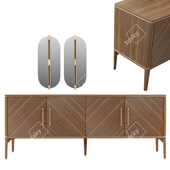 Elegant Enza Raum Sideboard - Sleek Design & Ample Storage 3D model image 1