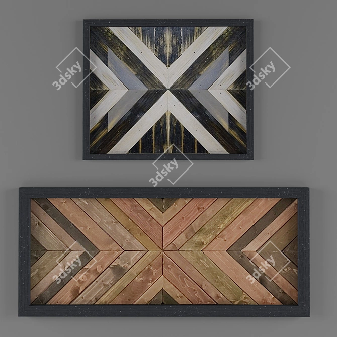 Scandi Geometric Wood Art 3D model image 3