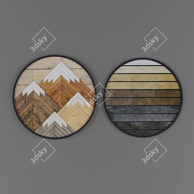 Scandi Geometric Wood Art 3D model image 4