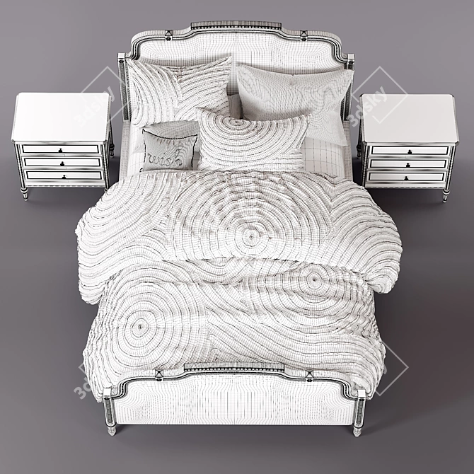 Vintage French Grey Lucine Bed 3D model image 5