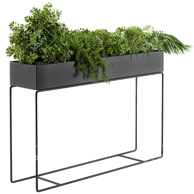 Stylish Black Box Plant Stand 3D model image 1