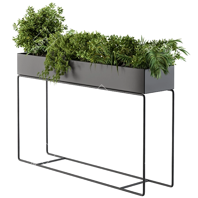 Stylish Black Box Plant Stand 3D model image 2