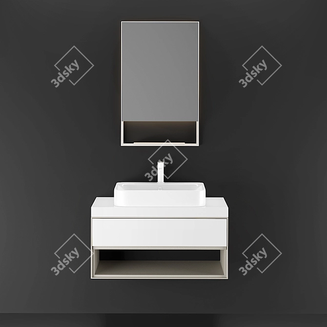 Sleek Modern Washbasin Cabinet 3D model image 1