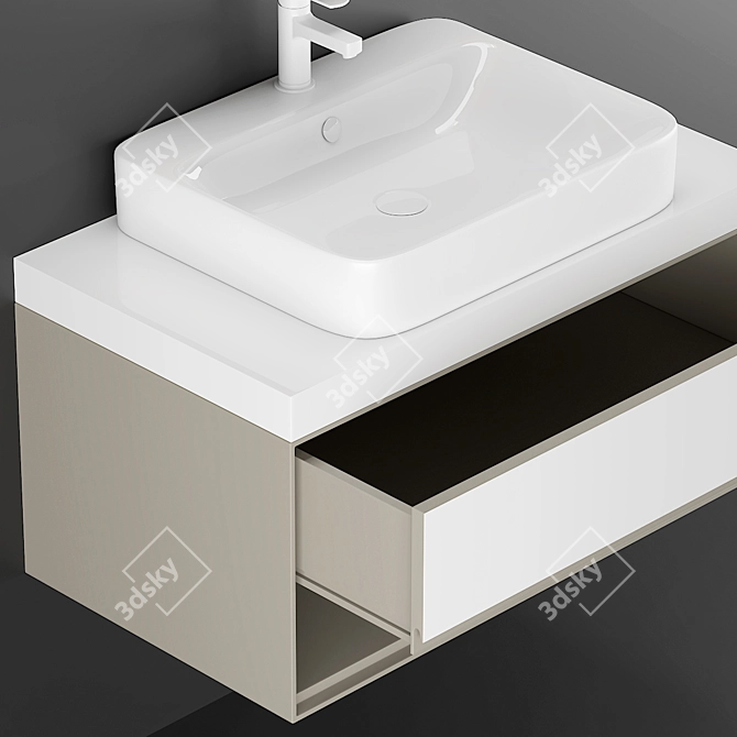 Sleek Modern Washbasin Cabinet 3D model image 2